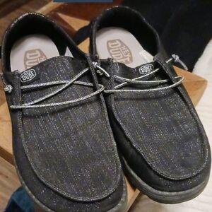 Hey Dude Womens  Sparkling Black Loafers